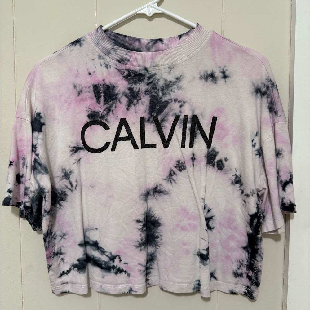 Calvin Klein Black and Pink Tie-Dye Tee